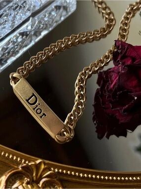 Ahava Jewels Repurposed Gold-Tone Chain Necklace with Logo Bar CUPID'S NECKLACE